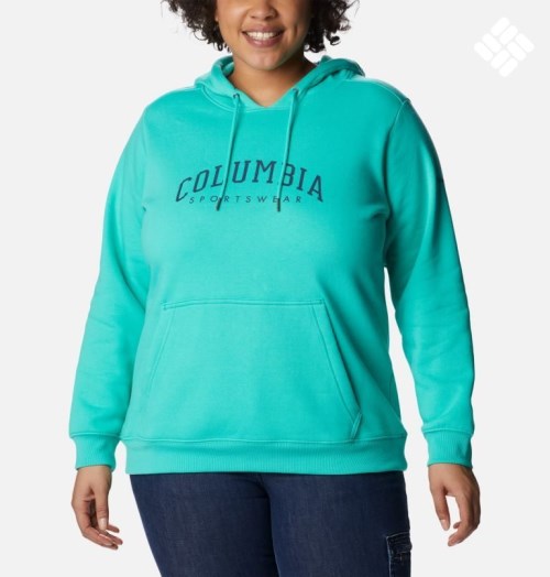 Women's Columbia Logo Hoodie Turquoise | Plus Size CA-FA43C